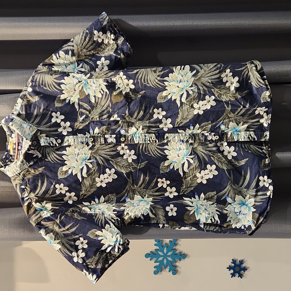 EUC Denim & Flowers Slim Fit Men's Floral Button Down Shirt sz XL 100% cotton